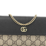Dollar Calfskin GG Supreme Monogram Petite GG Marmont Wallet Chain Bag Black Beige Ebony