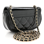 Patent Calfskin Quilted Mini Flap Black