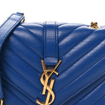 Sheepskin Matelasse Chevron Monogram Classic Baby Chain Bag Blue Majorelle