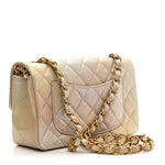 Metallic Goatskin Quilted Mini Rectangular Flap Gold