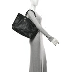 Coated Canvas Quilted Large Paris Biarritz Tote Black