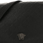 Calfskin Embossed Medusa Messenger Bag Black