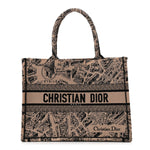 Canvas Embroidered Medium Plan De Paris Book Tote Beige Multi