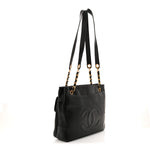 Lambskin CC Flap Shopping Tote Black