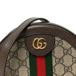 GG Supreme Monogram Web Mini Ophidia Round Shoulder Bag Brown