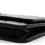 Caviar Quilted Crystal CC Wallet On Chain WOC Black