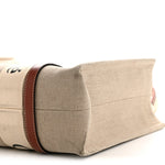 Linen Calfskin Medium Woody Ribbon Tote White Brown