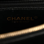 Calfskin Lizard Chevron Quilted Medium Coco Handle Flap Black