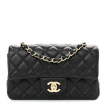 Lambskin Quilted Mini Rectangular Flap Black