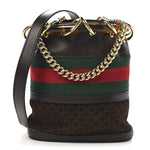 Suede Calfskin Web G Logo Bucket Bag Dark Brown