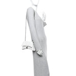Crushed Calfskin Quilted Small Crush Chain Bag Optic White