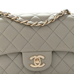 Lambskin Quilted Mini Rectangular Flap Grey