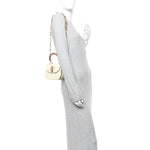 Patent Crystal Mini Bamboo 1947 Top Handle Chain Bag White