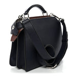 Cuoio Romano Vitello Cover Glazed Fabric Bi-Color FF 1974 Mini Peekaboo I SEE U Satchel Blue Dark Brown Tobacco Moro
