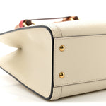 Textured Dollar Calfskin Web Small Diana Tote Bag Mystic White
