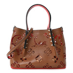 Calfskin Loubinthesky Mini Perforated Cabarock Spikes Tote Biscotto