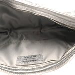 Metallic Calfskin Small Gancini Clutch Silver