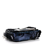Sequin Paillettes Shiny Nappa Sex and the City Nano Maxi Buckle Baguette Charm Blue