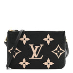 Empreinte Monogram Giant Double Zip Pochette Black Cream