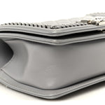 Iridescent Lambskin Quilted Small Chain Around Boy Flap Grey