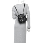 Lambskin Quilted Small Duma Drawstring Backpack Black