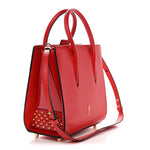 Calfskin Patent Studded Small Paloma Red