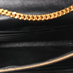 Grain De Poudre Matelasse Chevron Monogram Envelope Chain Wallet Black