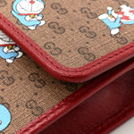 X DORAEMON Mini Vintage GG Supreme Monogram Mini Crossbody Bag Beige Cherry Red