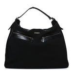Calfskin Canvas Double Zip Large Travel Bag Black