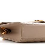 Grain De Poudre Textured Mixed Matelasse Medium Triquilt Monogram Satchel Dark Beige