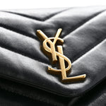 Calfskin Y Quilted Monogram Small Loulou Chain Satchel Black