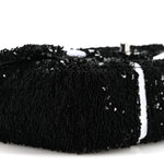 Sequin Ribbon Small Rectangular Flap Black White