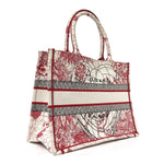 Canvas Embroidered Medium Dioramour D-Royaume Book Tote Red Multicolor
