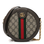 GG Supreme Monogram Web Mini Ophidia Round Shoulder Bag Brown