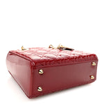 Patent Cannage Small Lady Dior Cherry Red