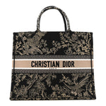 Canvas Embroidered Large Ornamental Cornely Book Tote Black Beige