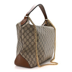 GG Supreme Monogram Large Linea A Hobo Light Brown