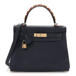 Togo Horseshoe Au Galop Kelly Retourne 28 Bleu Nuit Rouge H Fauve