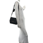 Re-Nylon Quilted Padded Flap Shoulder Bag Black