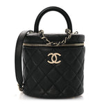 Caviar Quilted Top Handle Vanity Case Black