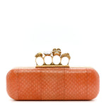 Snakeskin Knuckle Box Clutch Orange