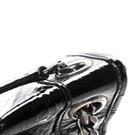 Patent Crocodile Embossed Lambskin Monogram Medium Niki Chain Satchel Black