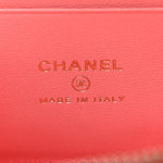 Lambskin Quilted Small Charming Top Handle Vanity Case With Chain Pink