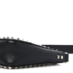 Pebbled Calfskin Mini Rockstud Flip-Lock Messenger Bag Black