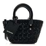 Faux Calfskin Braided Varnished XXS Bistro Basket Black