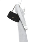 Suede Calfskin Small Souplissimo Maxi Flap Black