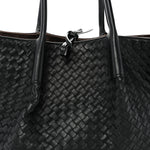 Calfskin Intrecciato Pinacoteca Reversible Tote Black Fondant