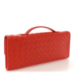 Nappa Intrecciato Long Andiamo Top Handle Clutch Orange