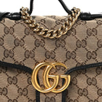 Monogram Azalea Calfskin Matelasse Diagonal Mini GG Marmont Top Handle Shoulder Bag Beige Ebony Black