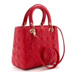 Lambskin Cannage Medium Lady Dior Red